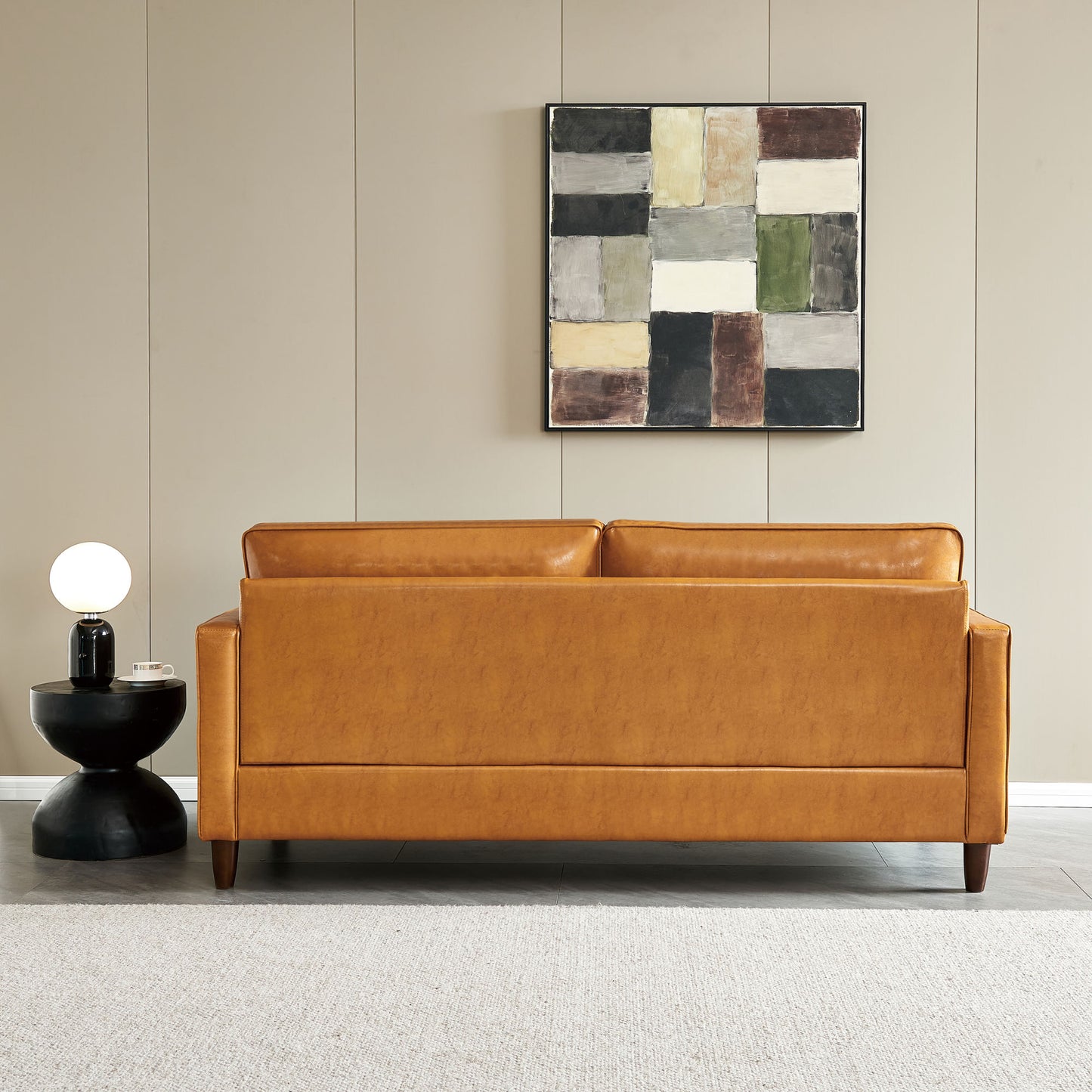 Modern Mid-Century Vegan Leather Sofa