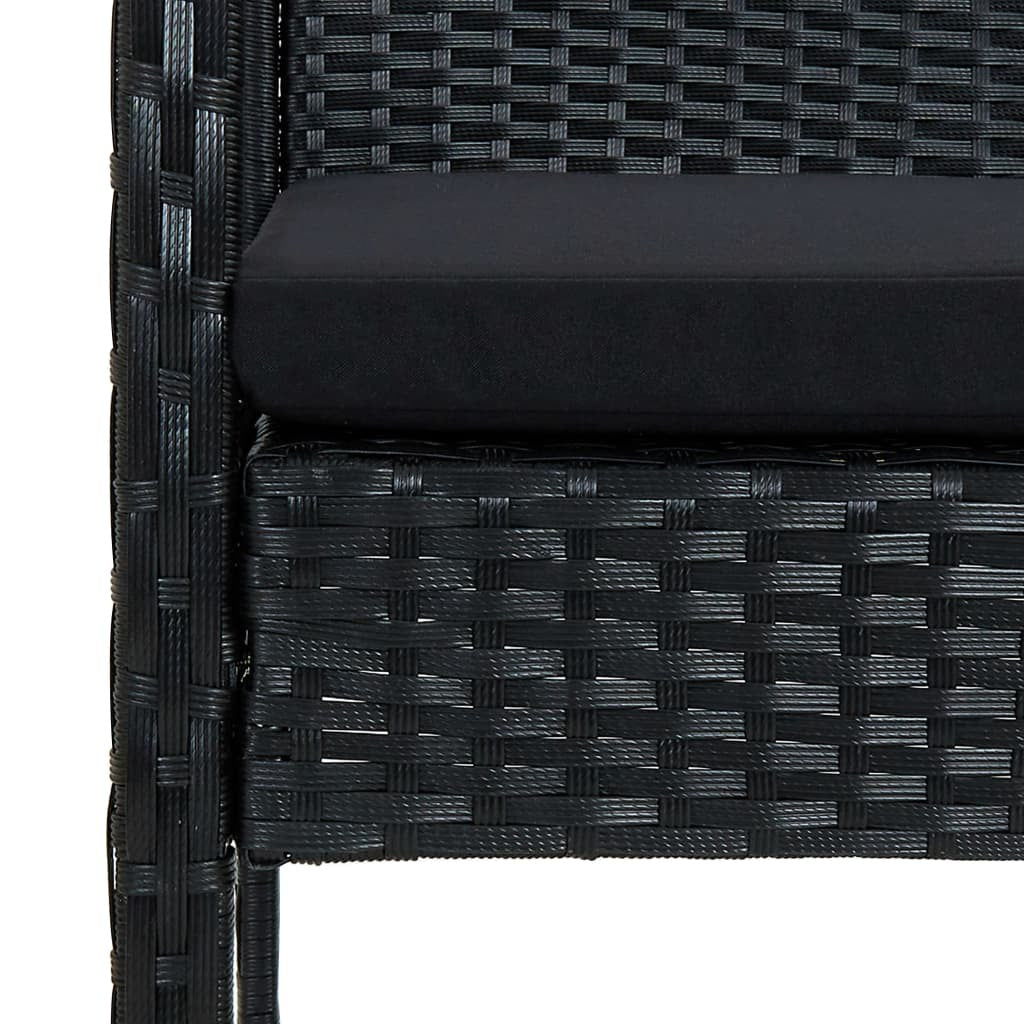 4 Piece Patio Lounge Set with Cushions Poly Rattan Black