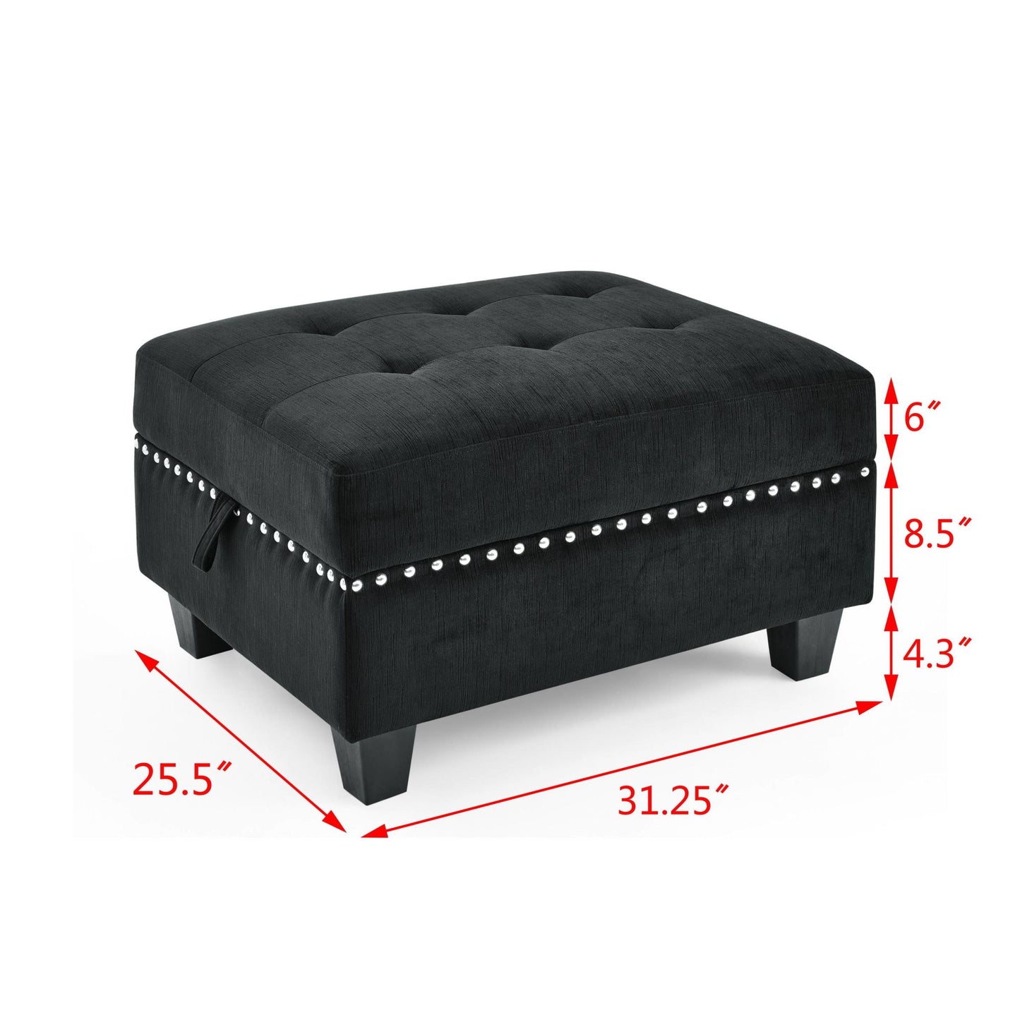 U shape Modular Sectional Sofa; DIY Combination; includes Four Single Chair and Two Corner; Black Velvet