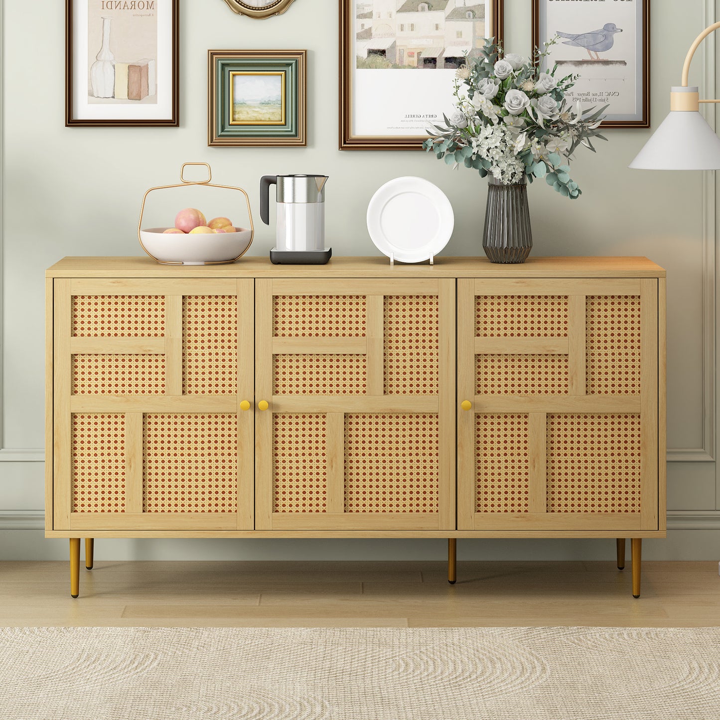 The rattan side cabinet/Modern Entertainment Center- Console Table