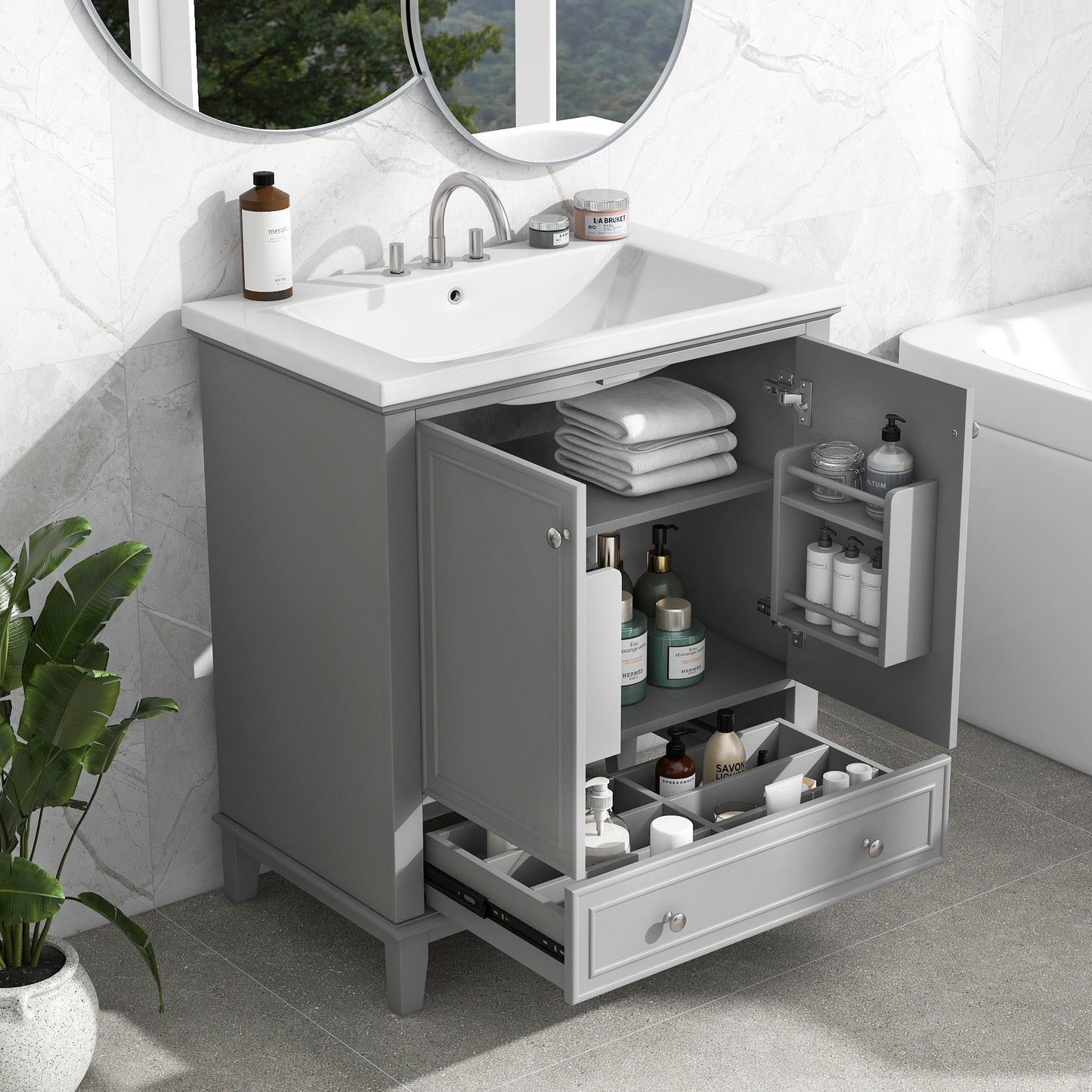 30" Bathroom Vanity with Sink Combo, Grey