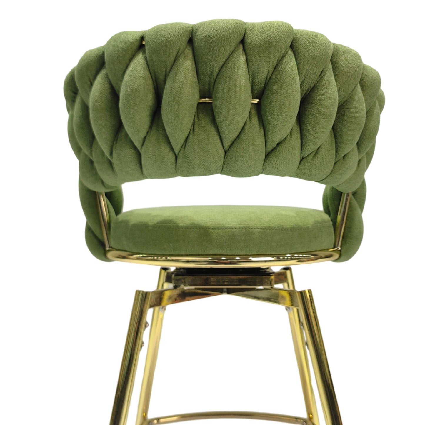 Bar Chair Linen Woven Bar Stool Set of 2, (Green)