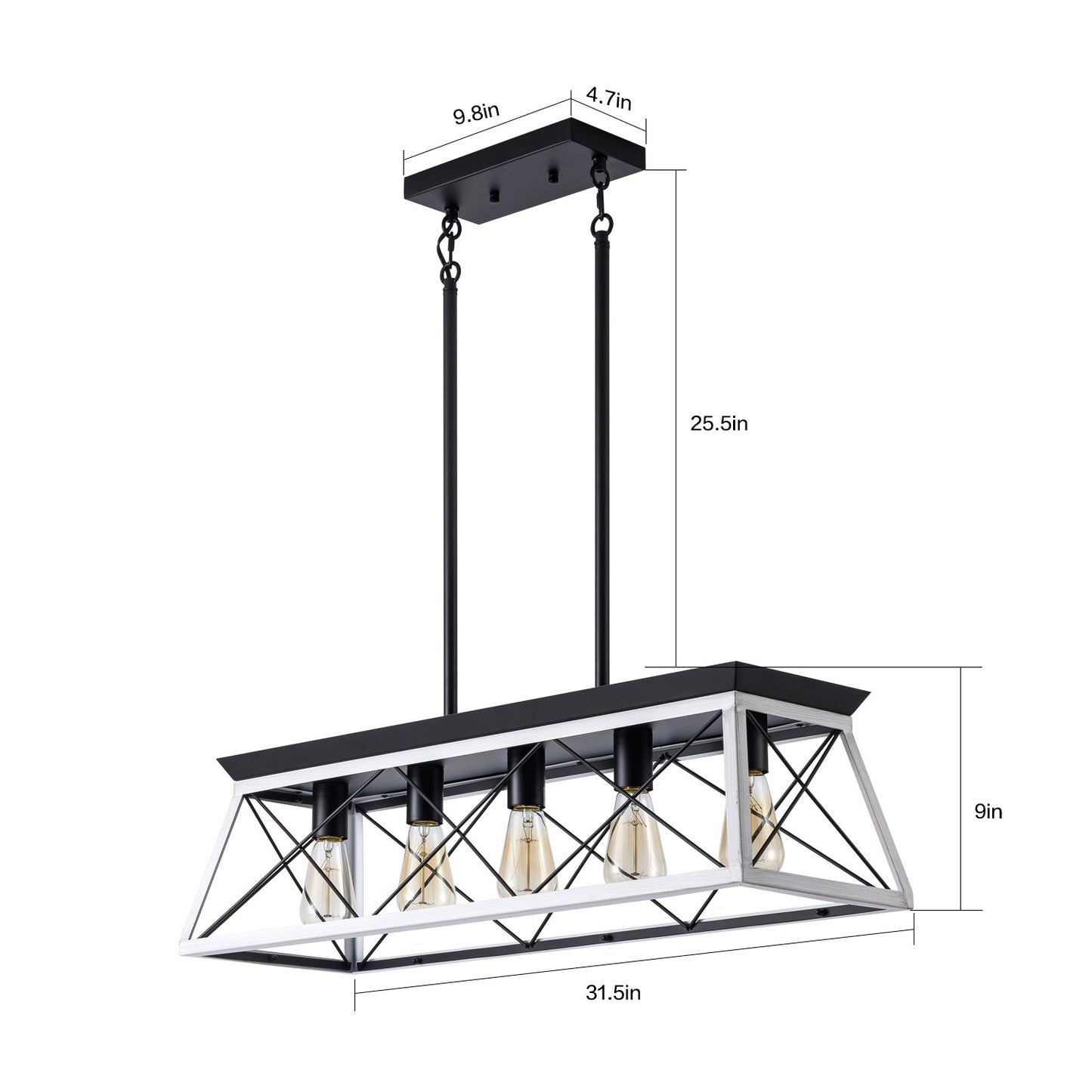 5-Light Farmhouse Chandeliers For Dining Room(No Bulbs) White