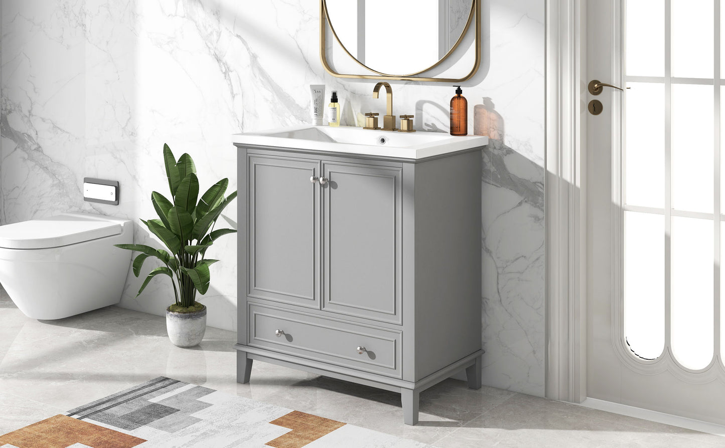 30" Bathroom Vanity with Sink Combo, Grey