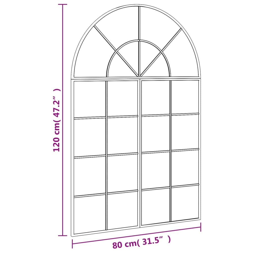 Wall Mirror Black 31.5"x47.2" Arch Iron