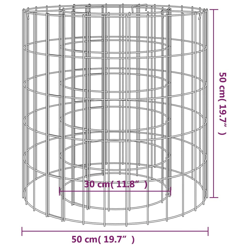 Gabion Fire Pit Ø 19.7" Galvanized Iron - Outdoor