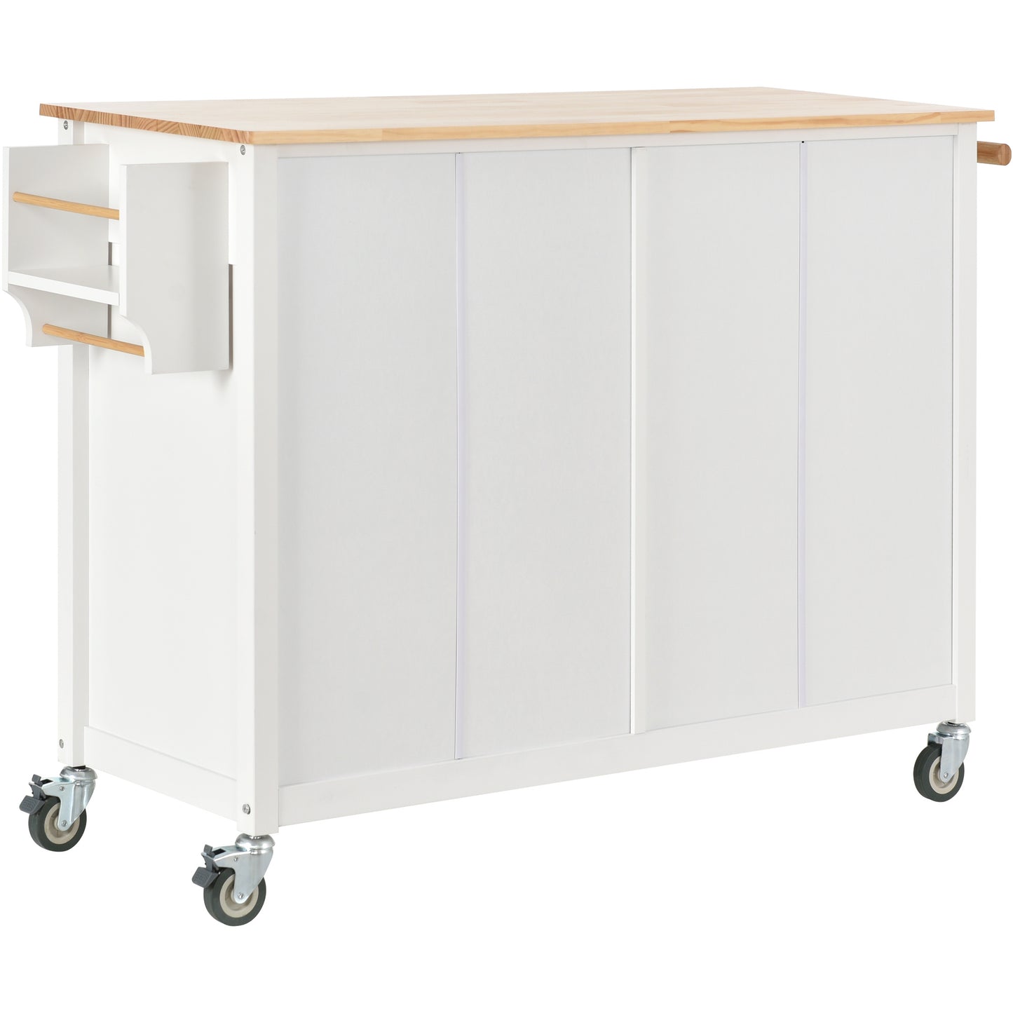 Kitchen Island Cart with Solid Wood Top and Locking Wheels (White)