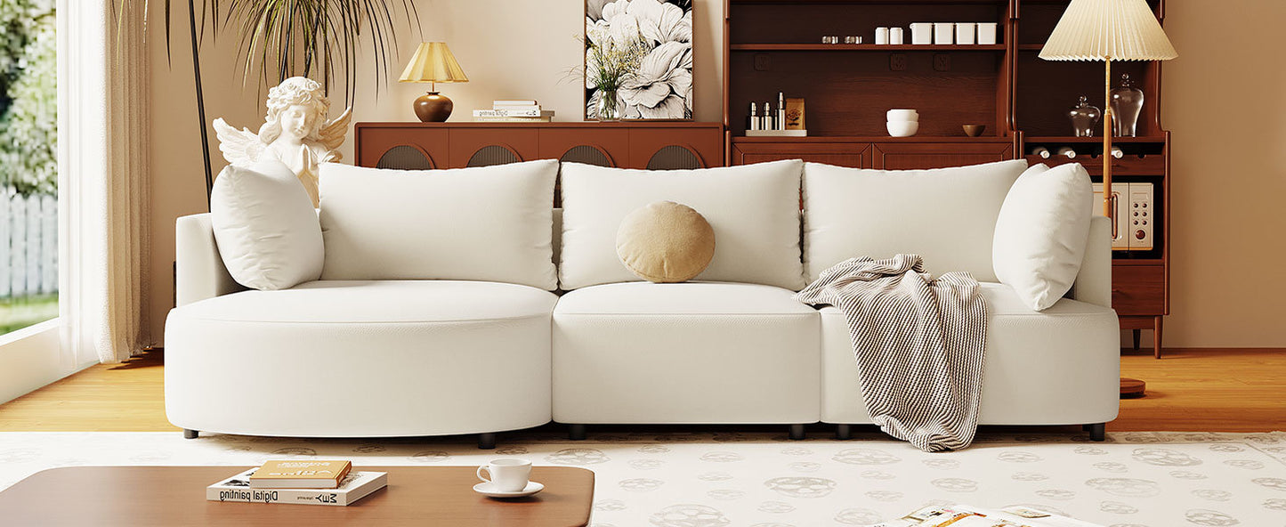 U_STYLE Three Piece Sofas with Five Back Cushions and Curved Seat, for Living Room, Study Room, and Apartment