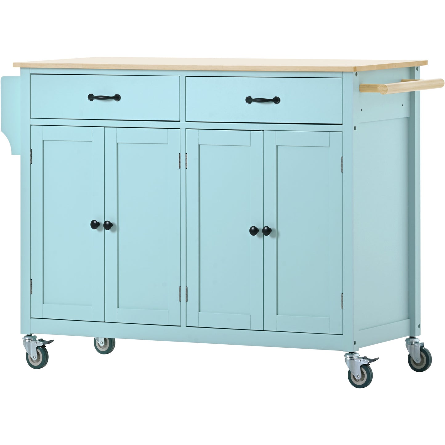 Kitchen Island Cart with 4 Doors (Mint Green)