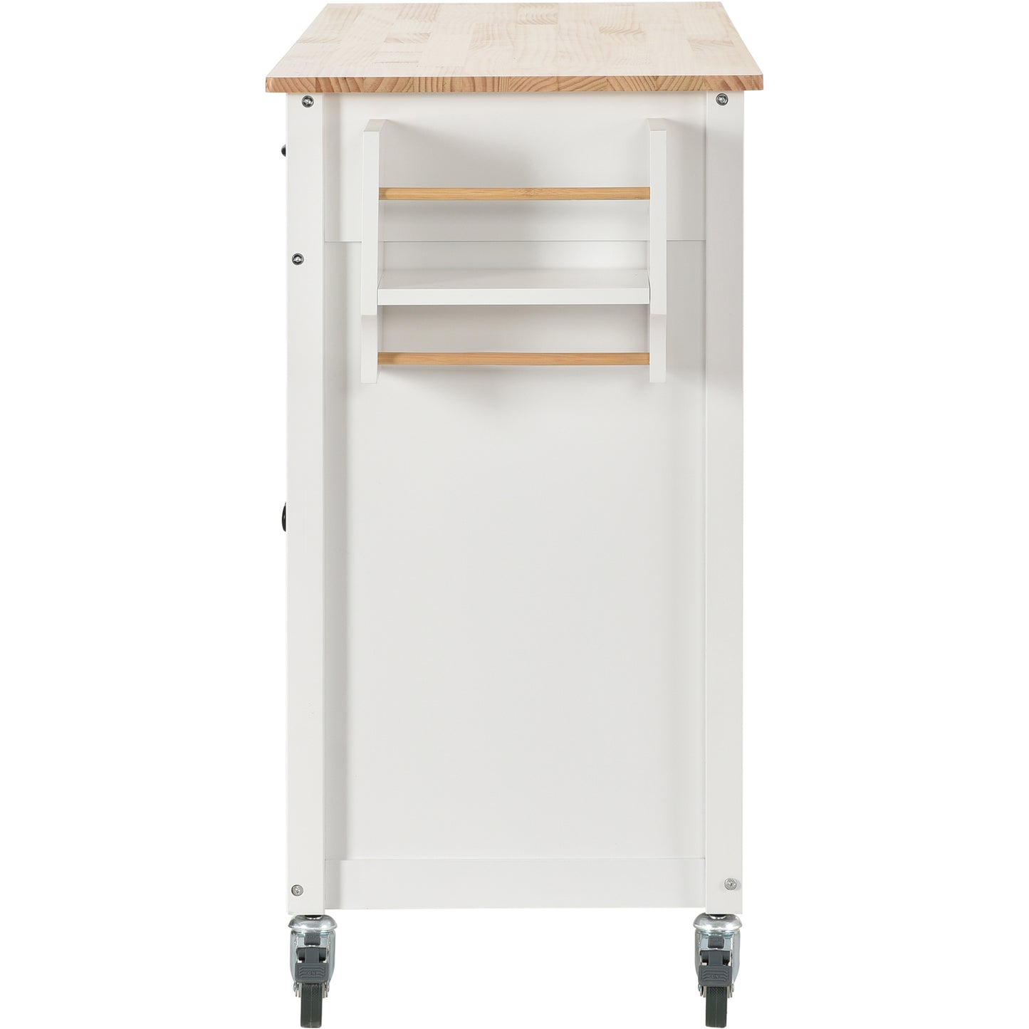 Kitchen Island Cart with Solid Wood Top and Locking Wheels (White)