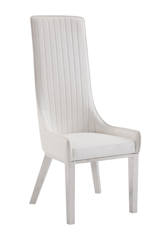 ACME Gianna Dining Chair (Set-2), White PU & Stainless Steel 72473