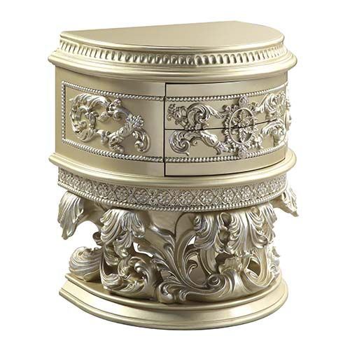 ACME Vatican Nightstand, Champagne Silver Finish