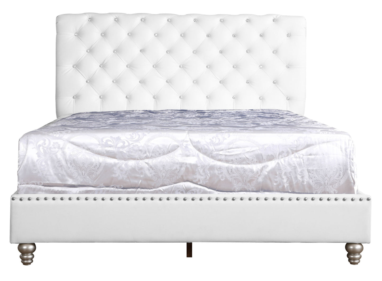 Glory Furniture Maxx G1938-FB-UP Tufted Upholstered Bed , WHITE