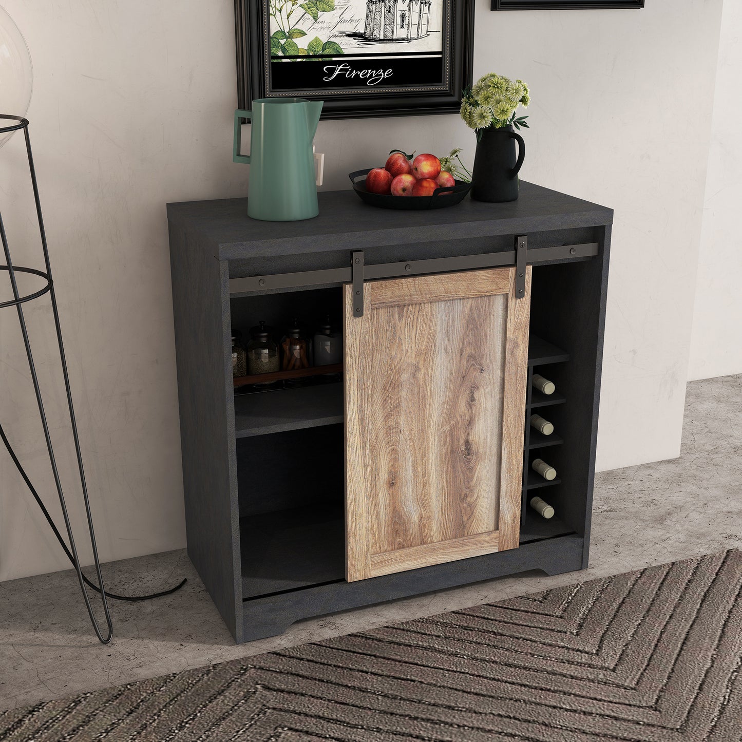 WESOME 31 Inch Farmhouse Barn Door Bar Cabinet.