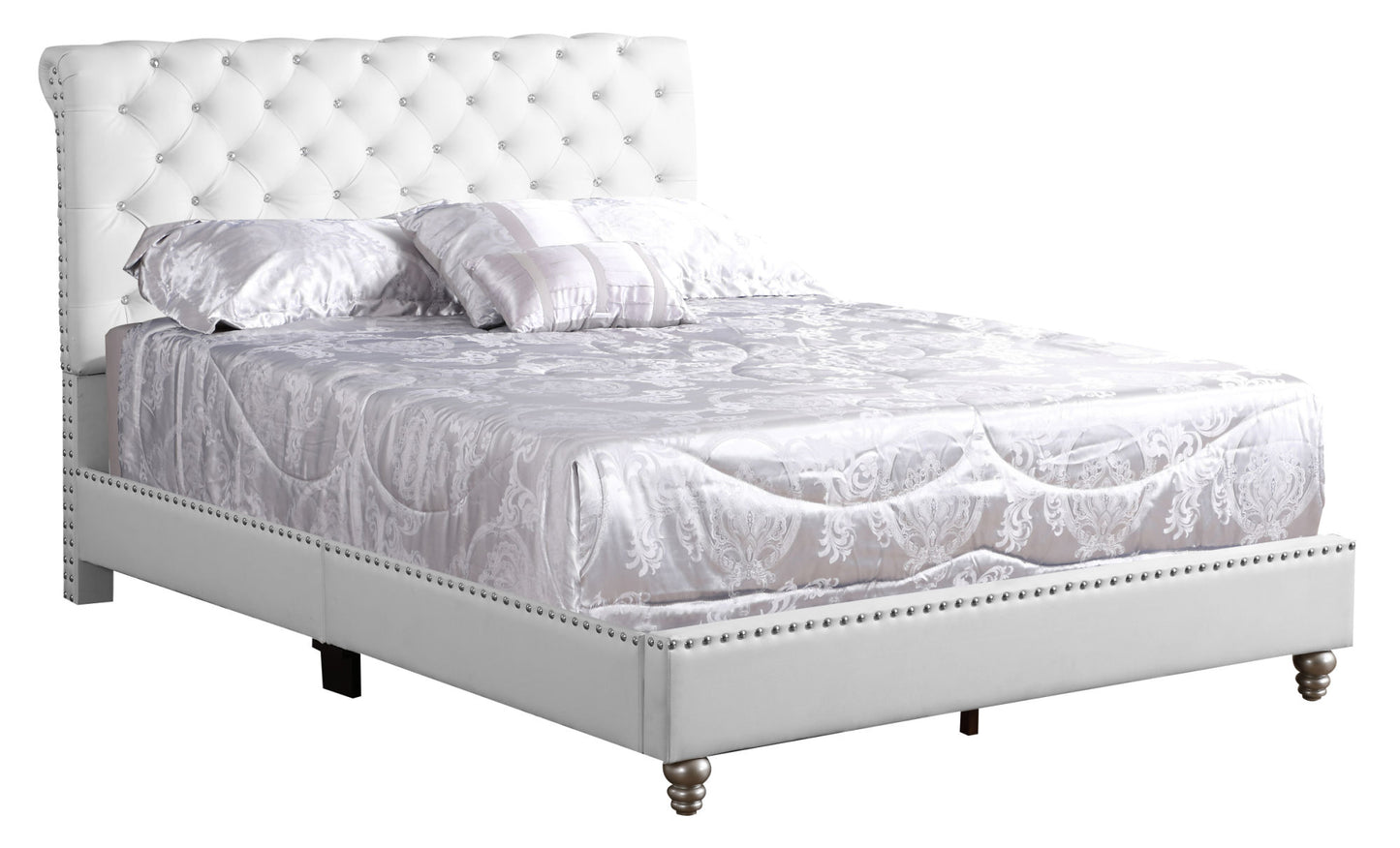 Glory Furniture Maxx G1938-FB-UP Tufted Upholstered Bed , WHITE