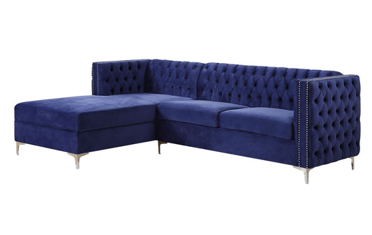 Sullivan Sectional Sofa; Navy Blue Velvet