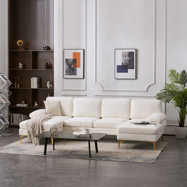 U-Shaped 4-Seat Indoor Modular Sofa Creamy-White