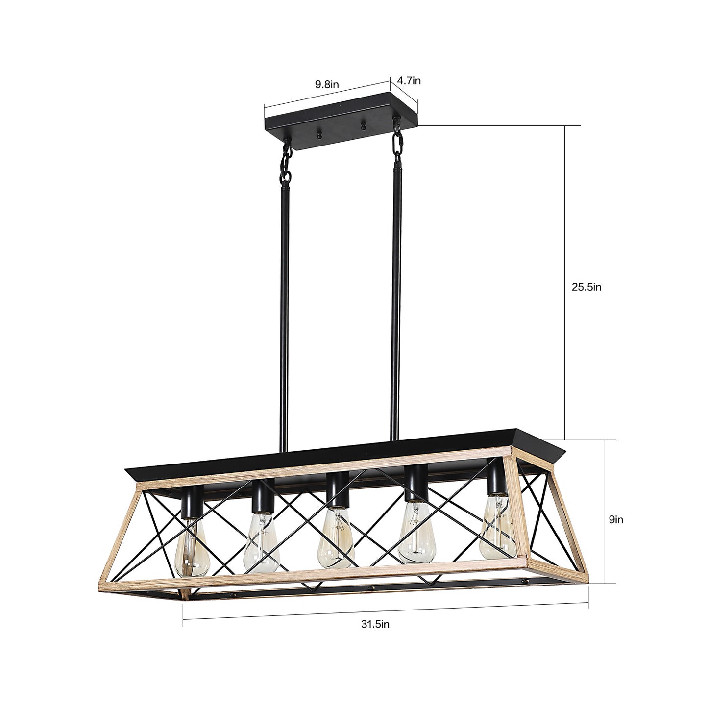 5-Light Farmhouse Chandeliers For Dining Room(No Bulbs)color- Oak