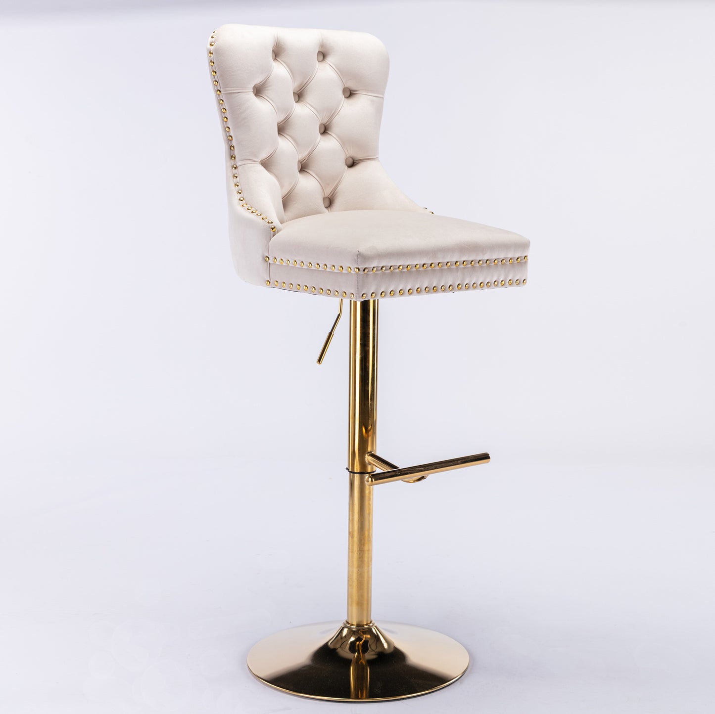 Beige Velvet Barstools (Set of 2)