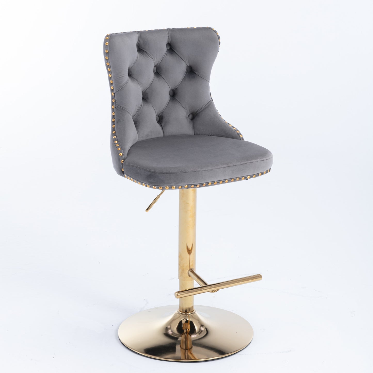 Modern Velvet Gold Studded Barstools