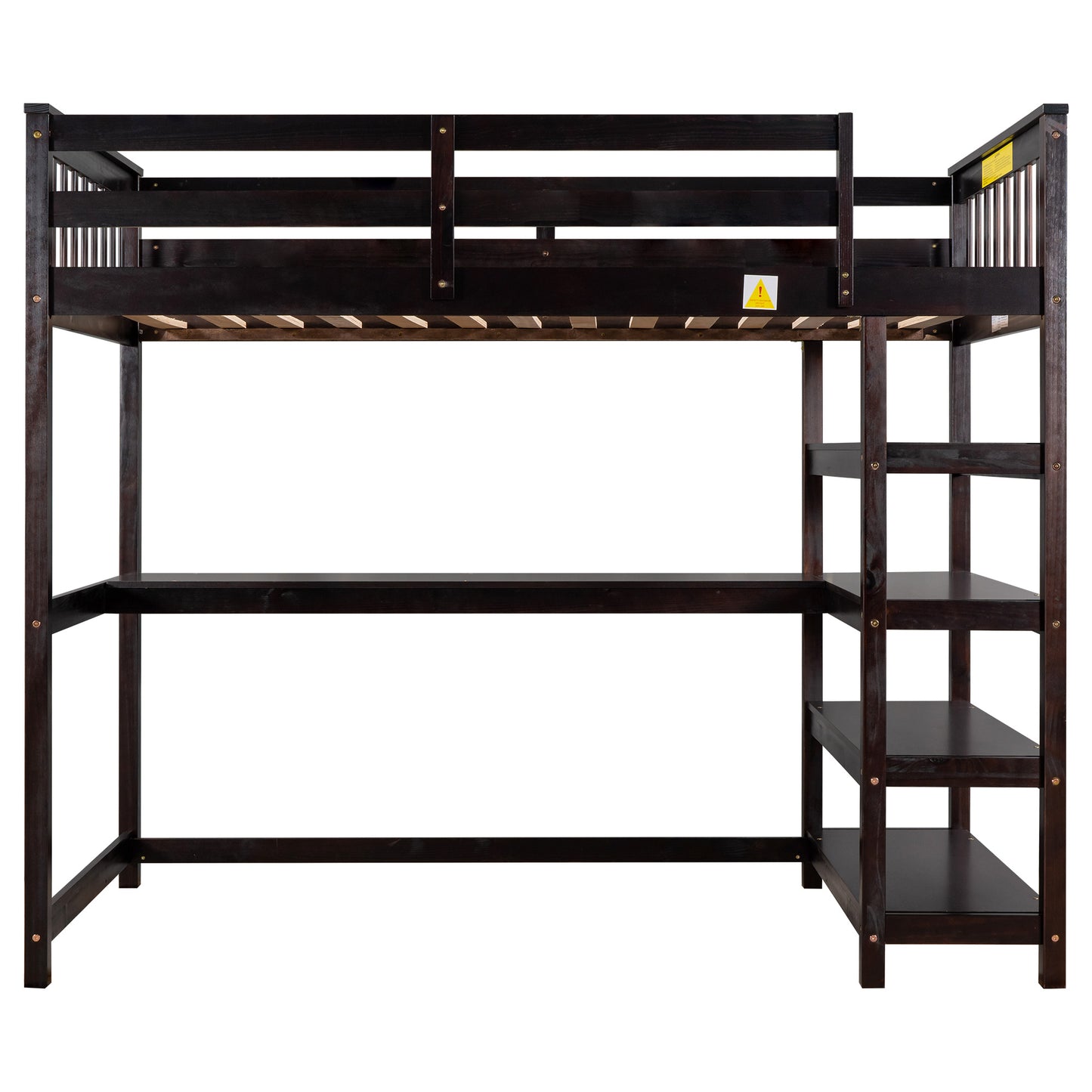 Twin Size Loft Bed with Storage Shelves and Under-bed Desk