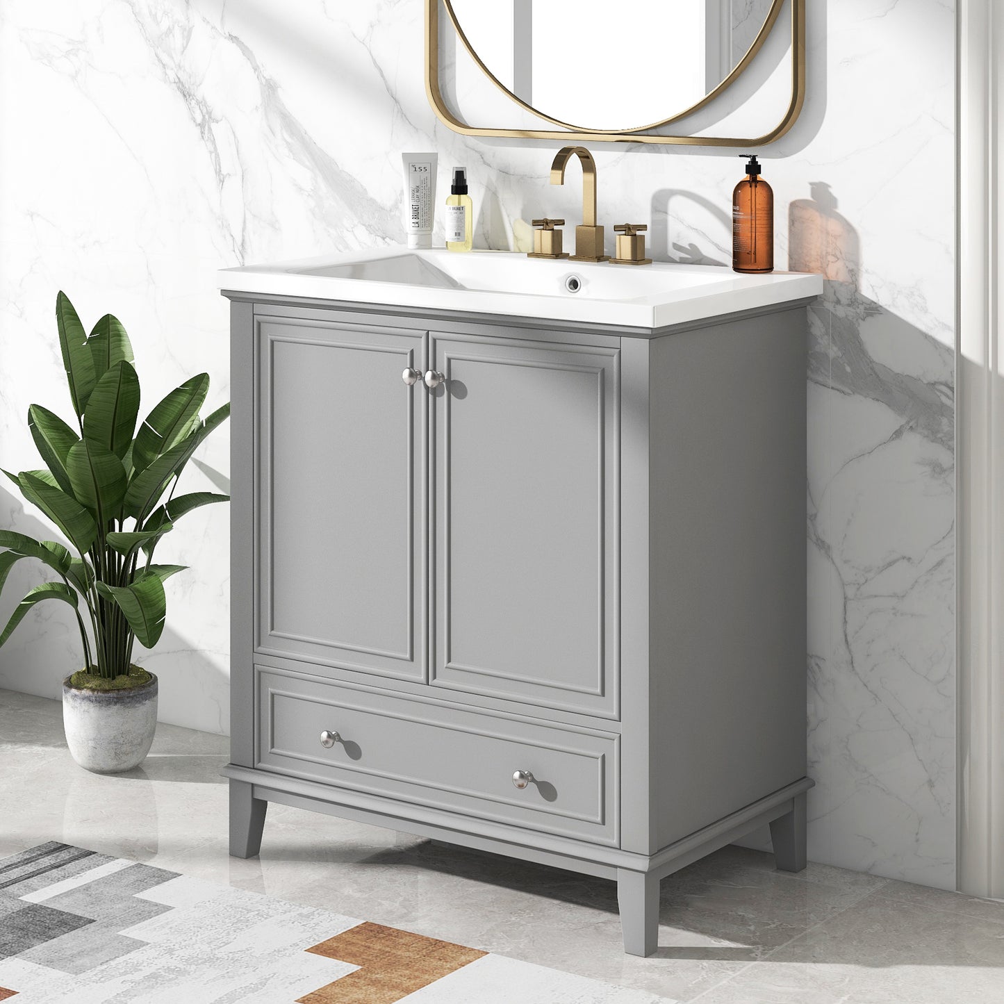 30" Bathroom Vanity with Sink Combo, Grey