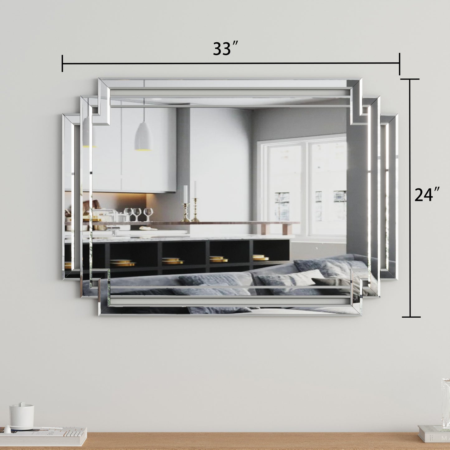 Large Wall-Mounted Silver Decorative Rectangular (clear HD mirror)