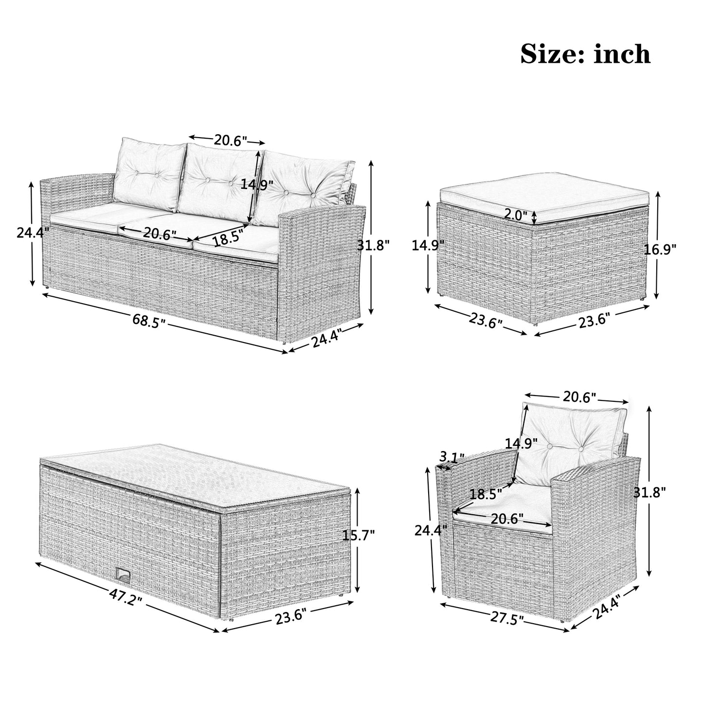 6-piece All-Weather Outdoor Set