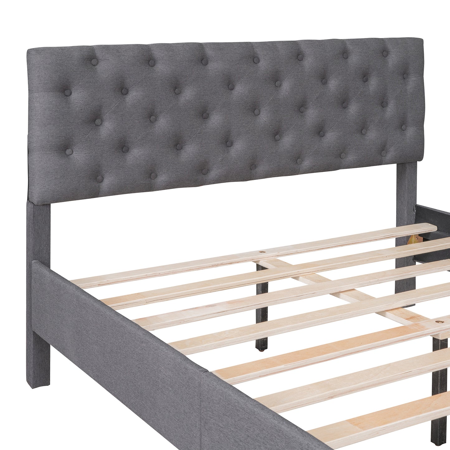 Upholstered Linen Platform Bed, Full Size