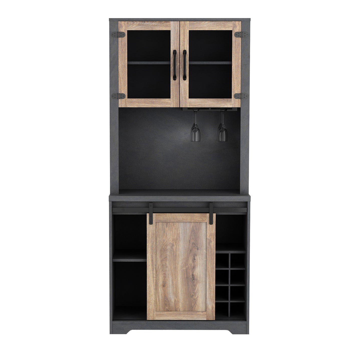 WESOME 31 Inch Farmhouse Barn Door Bar Cabinet.