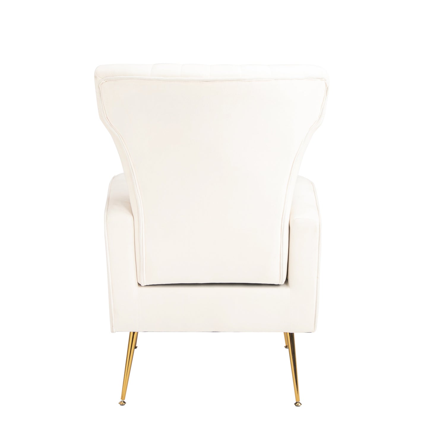 Velvet Accent Chair, Wingback Armchair with Gold Legs, Upholstered Single Sofa, White