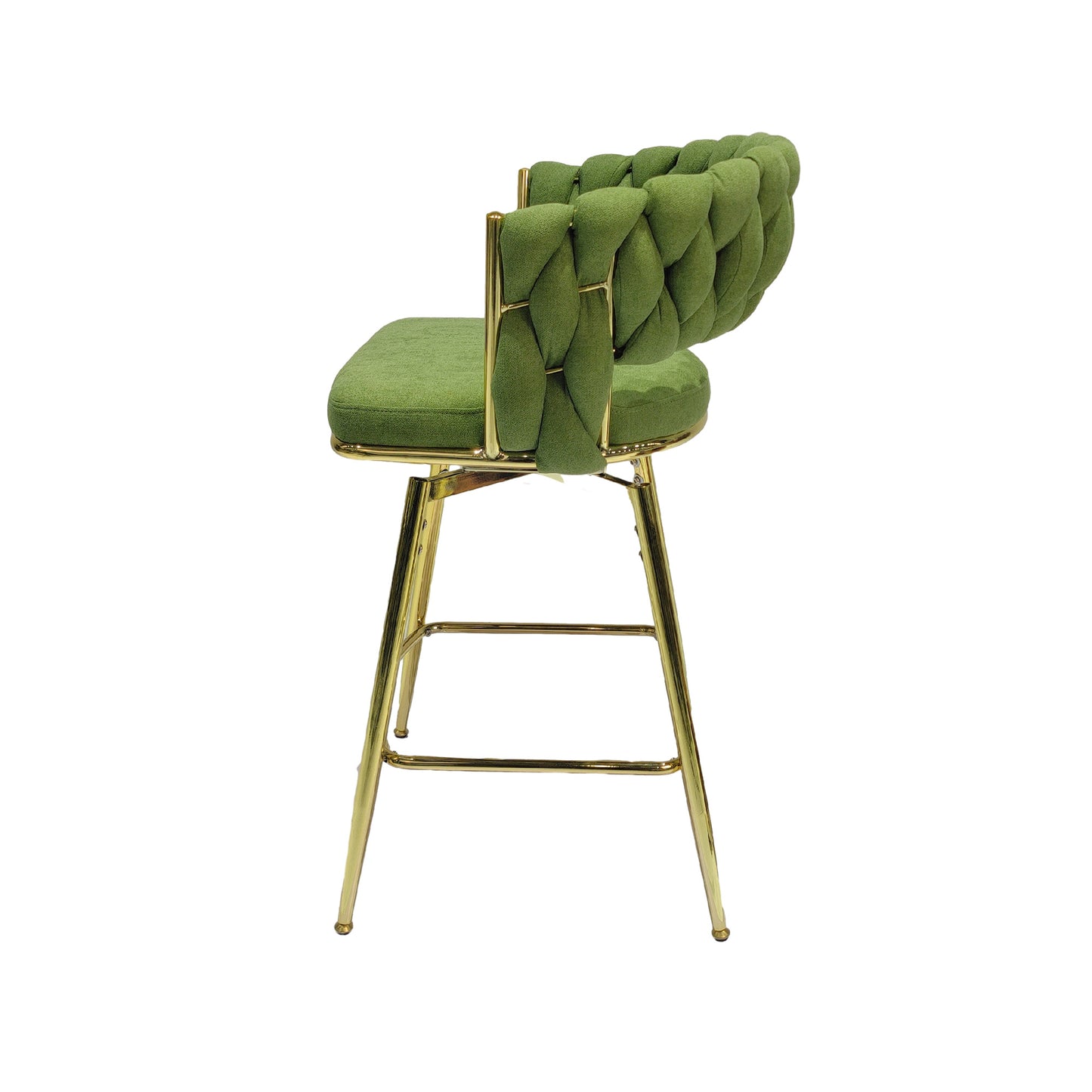 Bar Chair Linen Woven Bar Stool Set of 2, (Green)