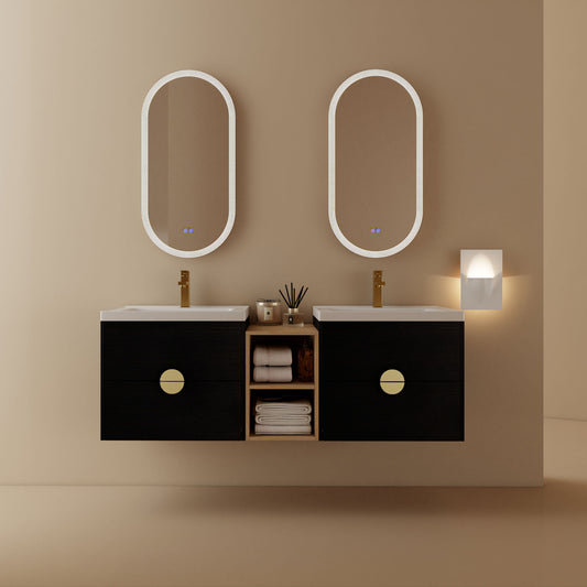 60 Inch Wall-Mounted Bathroom Vanity With Sink, and A Small Storage Shelves (KD-Packing)BVC07660BCT