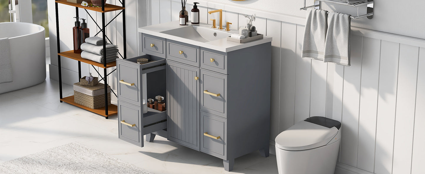 36" Bathroom Vanity Cabinet with Sink Top Combo Set, Grey, Single Sink.