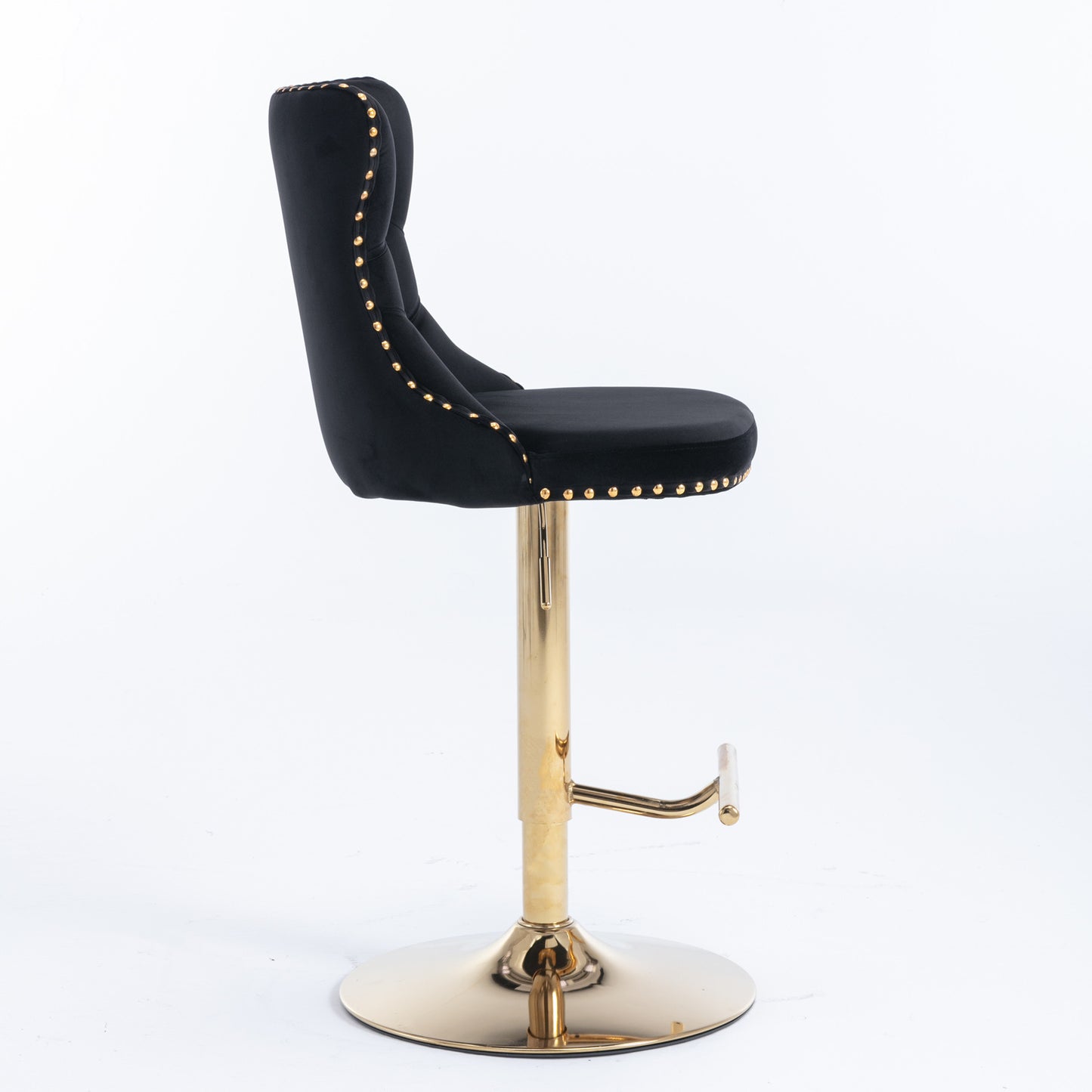 Modern Velvet Gold Studded Barstools