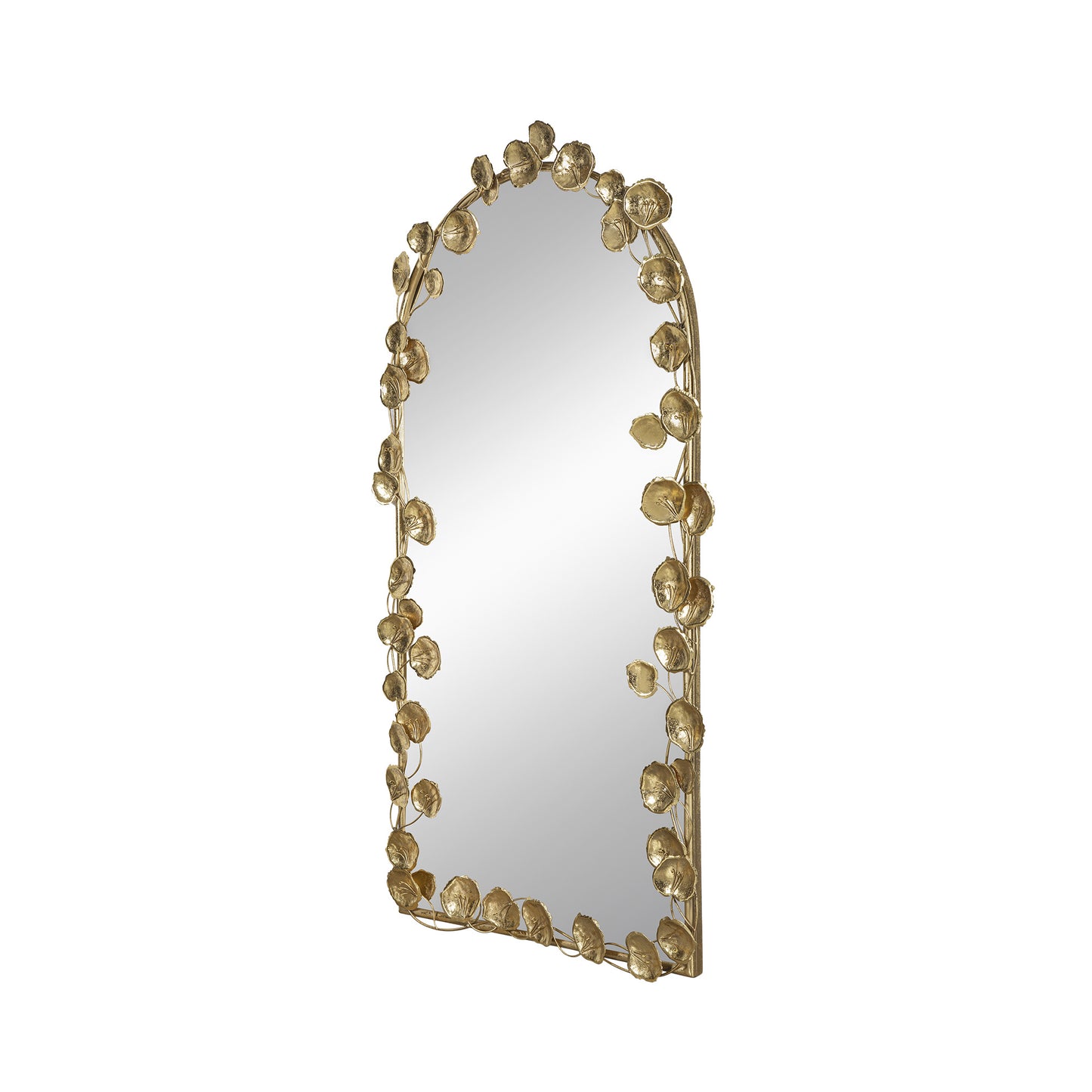 51.5" x 29" Full Length Arched Wall Mirror with Golden Leaf Accents