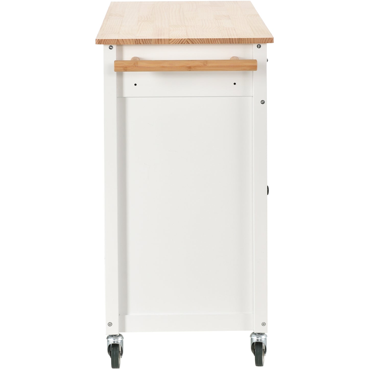 Kitchen Island Cart with Solid Wood Top and Locking Wheels (White)