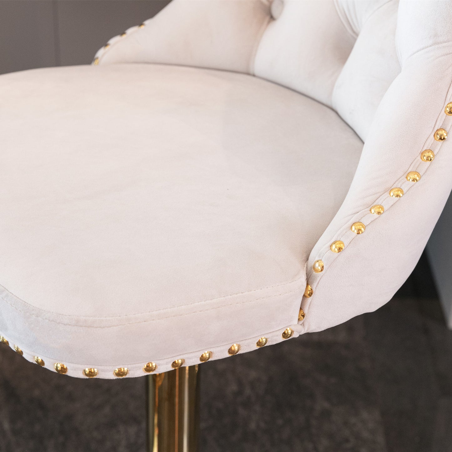 Modern Velvet Gold Studded Barstools