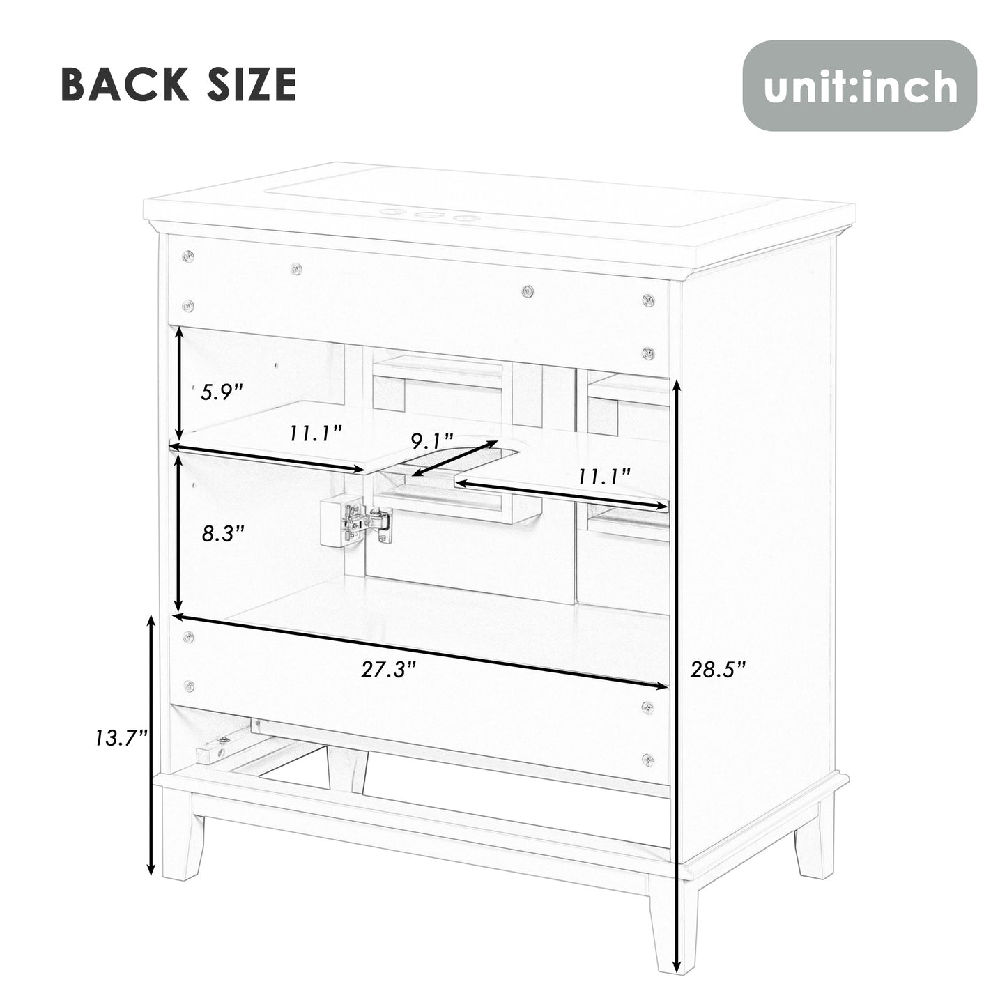 30" Bathroom Vanity with Sink Combo, Grey