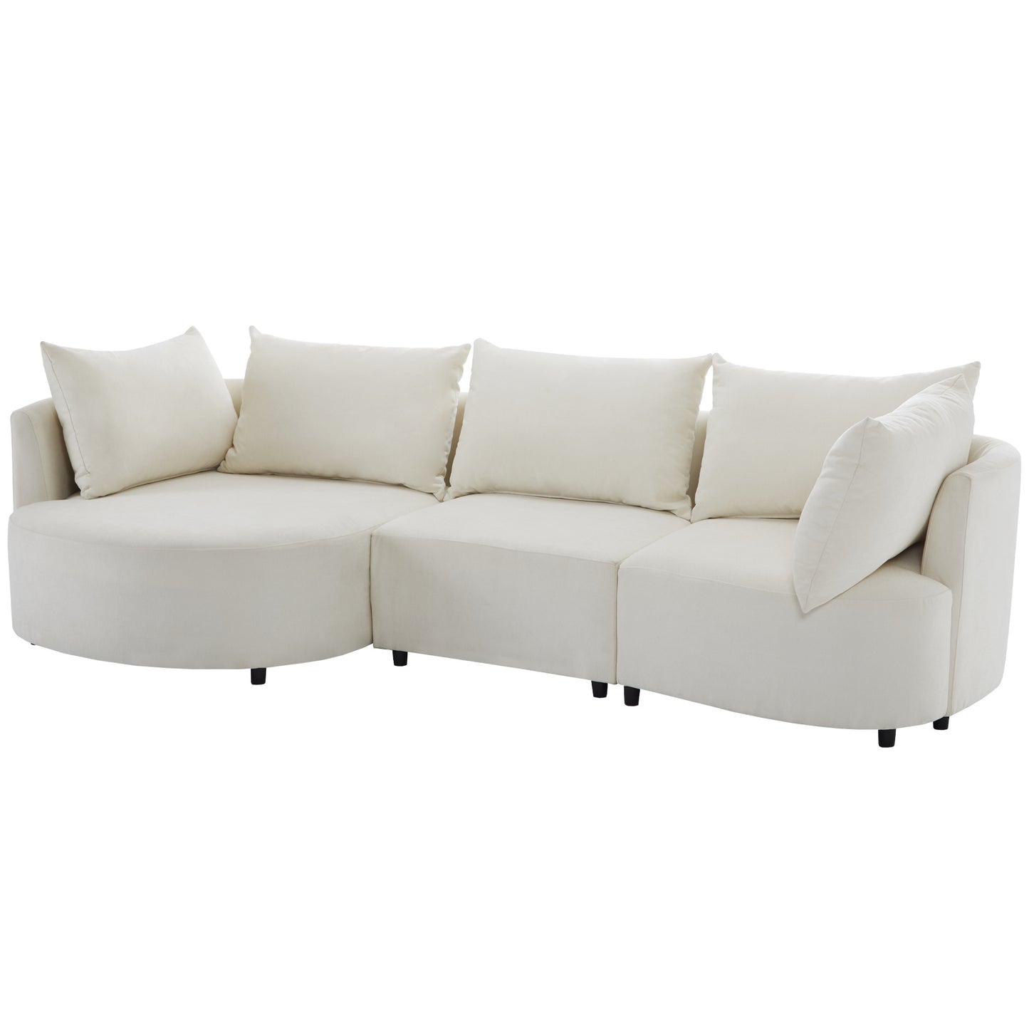 U_STYLE Three Piece Sofas with Five Back Cushions and Curved Seat, for Living Room, Study Room, and Apartment