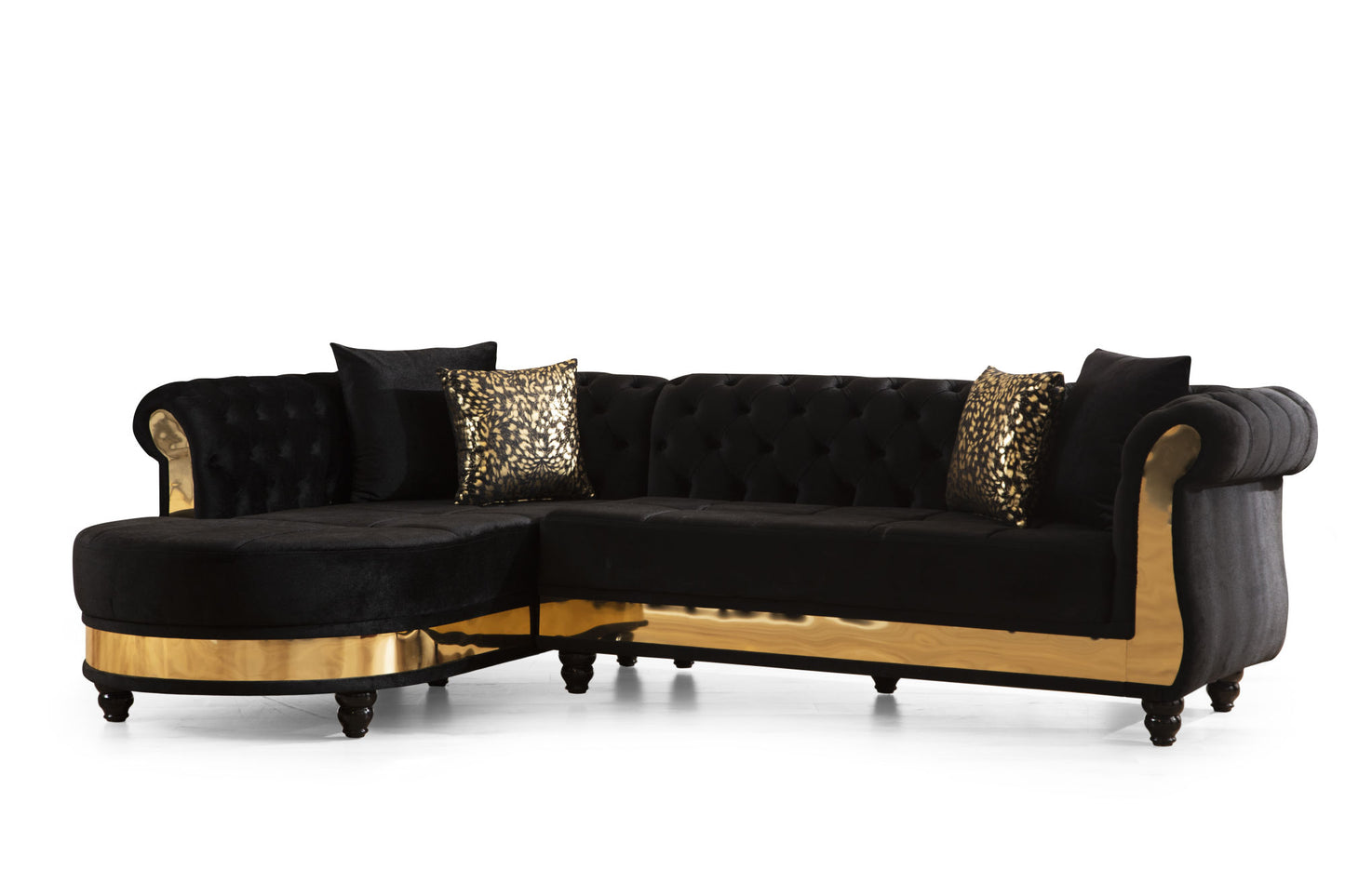 Julia Sectional - Velvet Fabric in Black