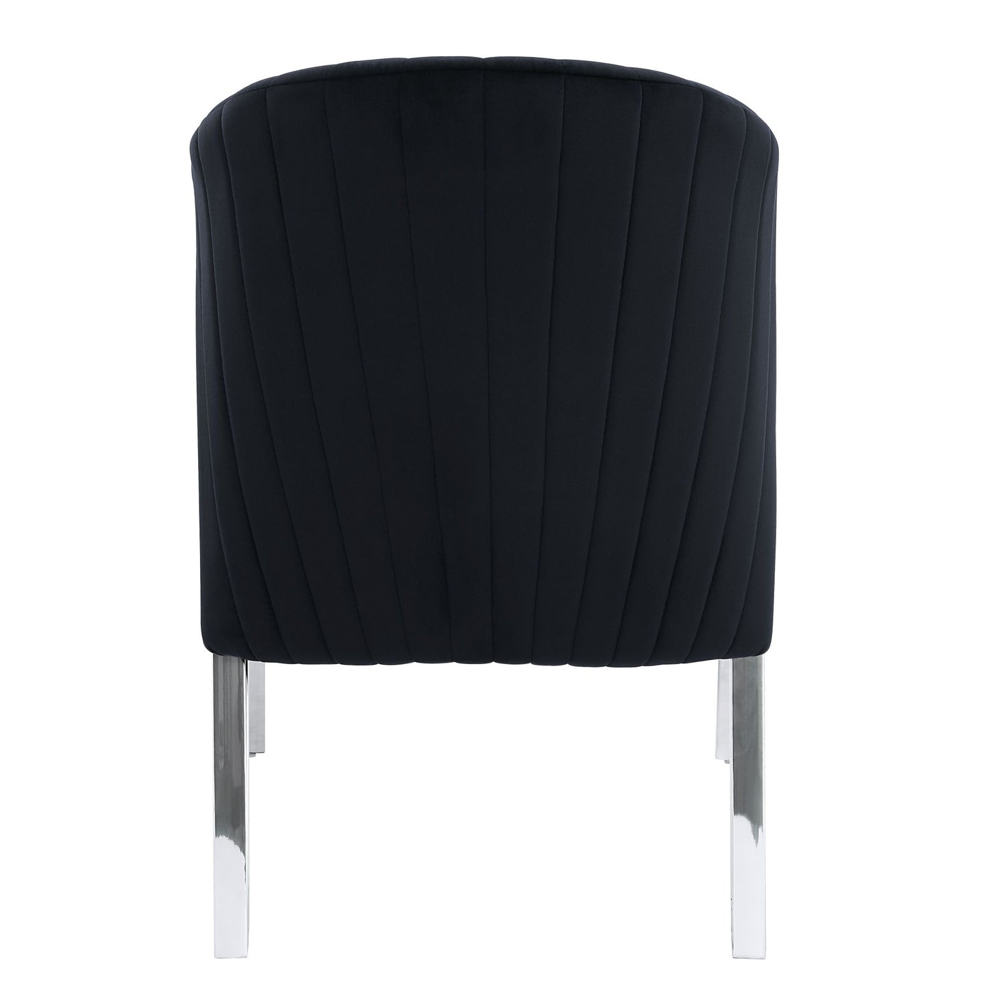 Fallon Side Chair (Set-2), Black Velvet & Mirrored Silver Finish