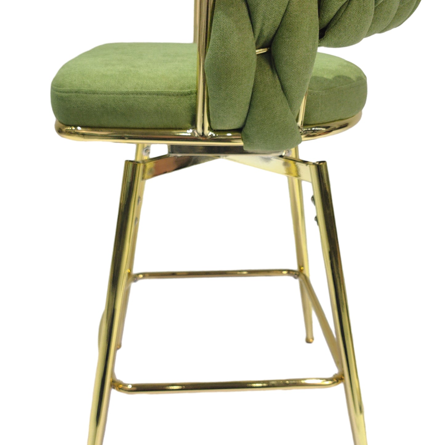 Bar Chair Linen Woven Bar Stool Set of 2, (Green)