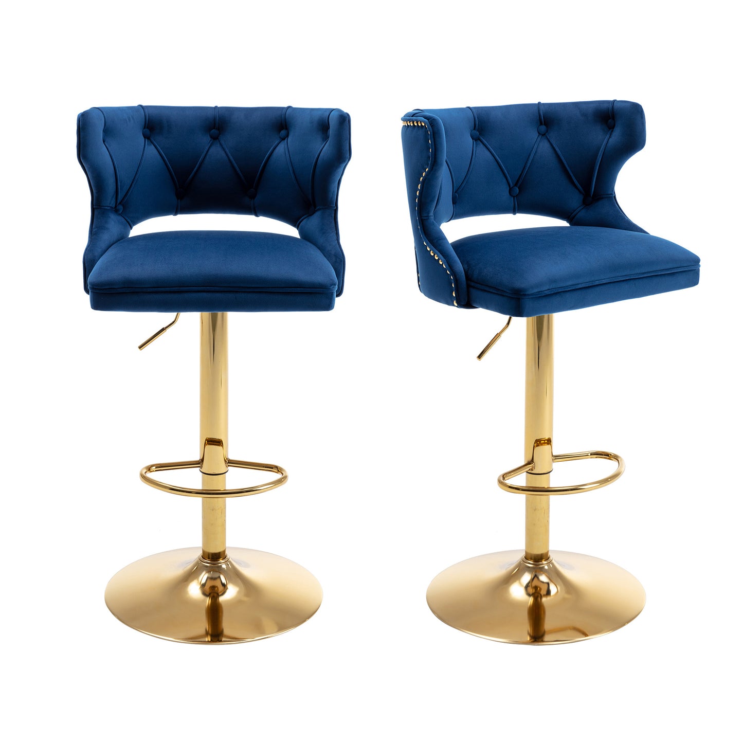 Blue and Gold Bar Stools; 2PCS/SET