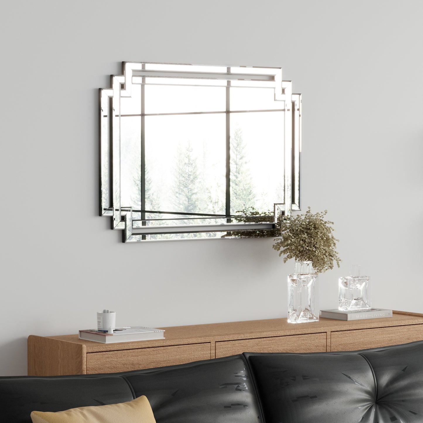 Large Wall-Mounted Silver Decorative Rectangular (clear HD mirror)