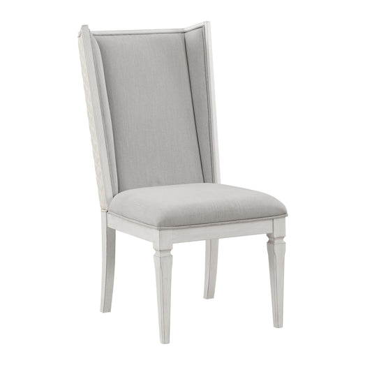 ACME Katia Side Chair (Set-2), Light Gray Linen & Weathered White Finish DN02274