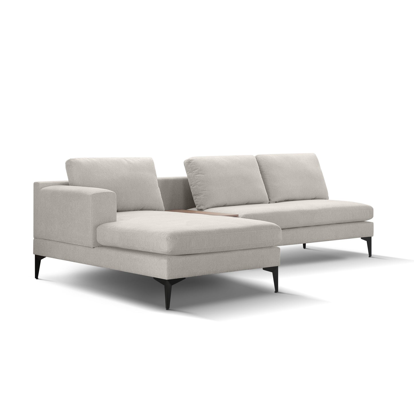 L Shape reversible Chaise and Armless 2 Seater Loveseat , 2 Piece Free Combination Sectional Couch with Left or Right Arm Facing Chaise, Texture Champange