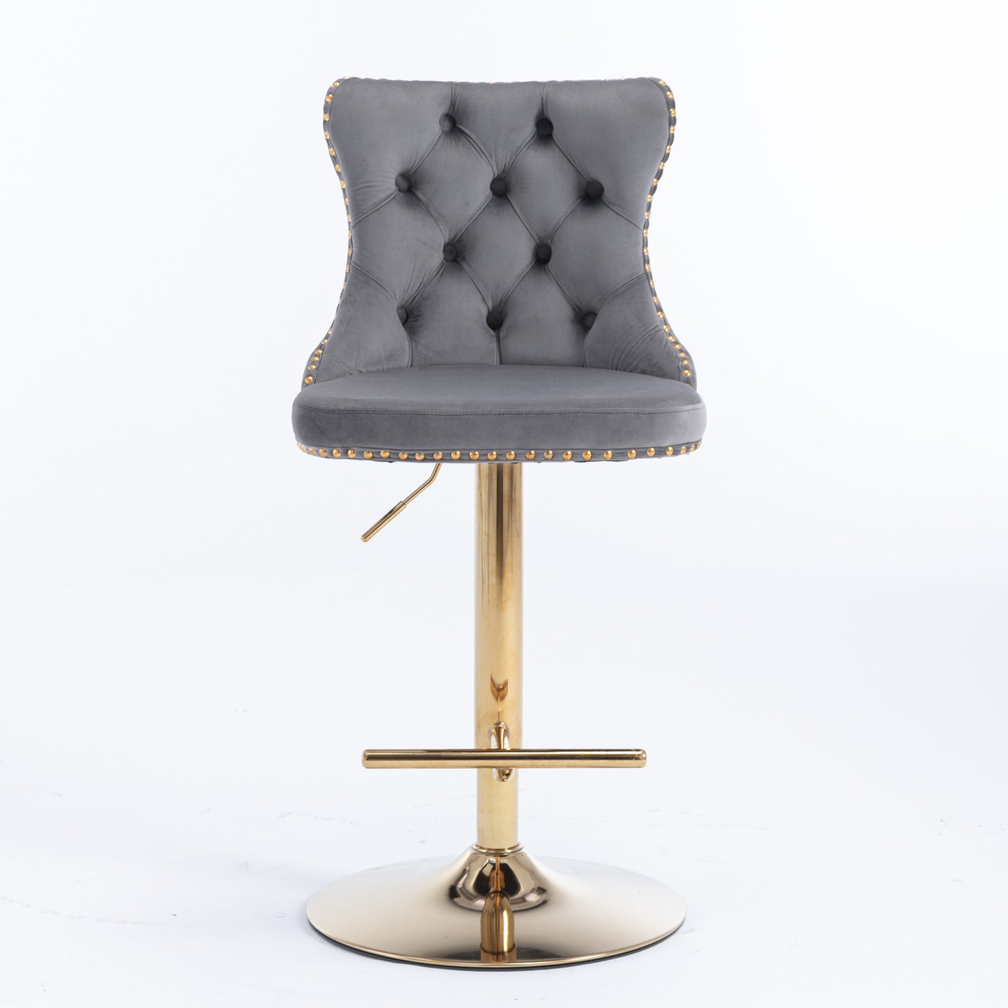 Modern Velvet Gold Studded Barstools