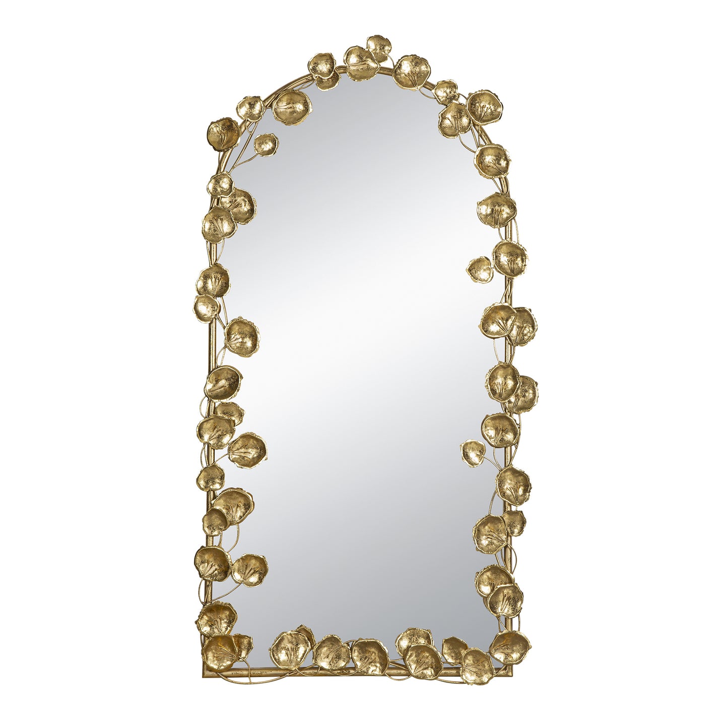 51.5" x 29" Full Length Arched Wall Mirror with Golden Leaf Accents