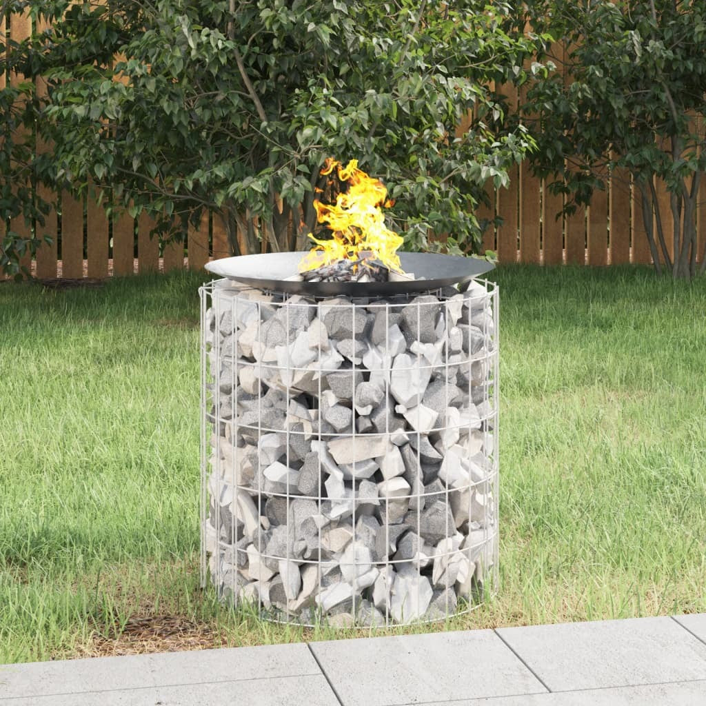 Gabion Fire Pit Ø 19.7" Galvanized Iron - Outdoor